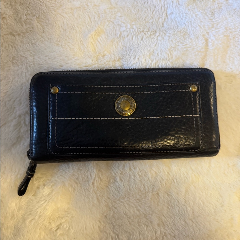 Coach Black Leather Wallet with Gold Detail
